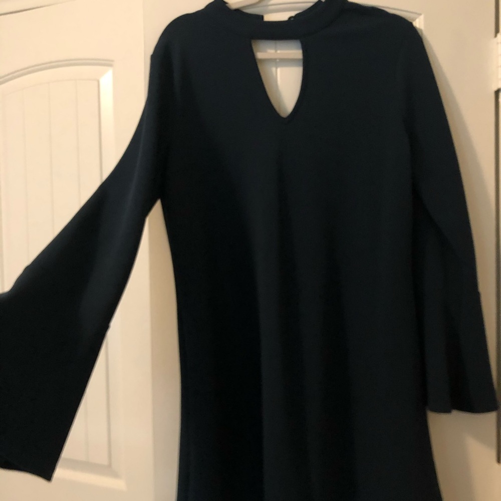 Dark blue long sleeve dress.